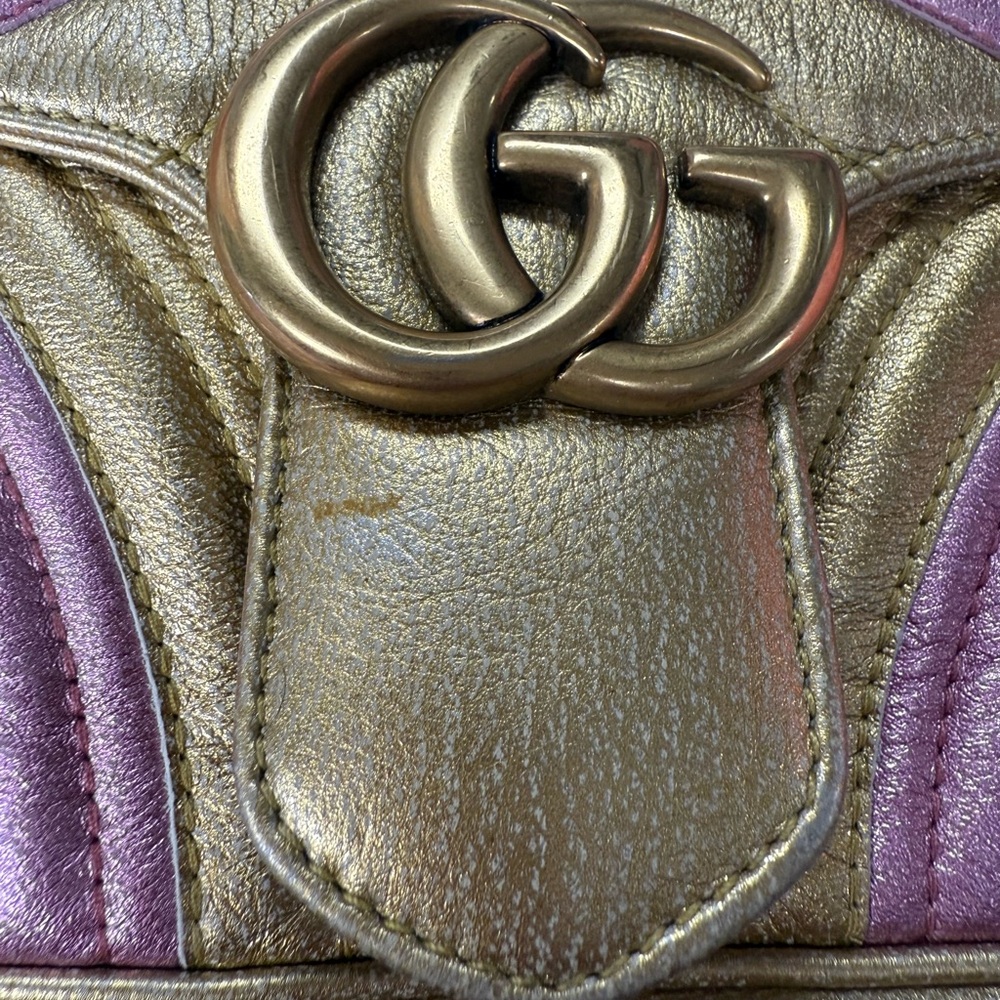Gucci Pink and Gold Chevron Quilted Shoulder Bag - Picture 9 of 16
